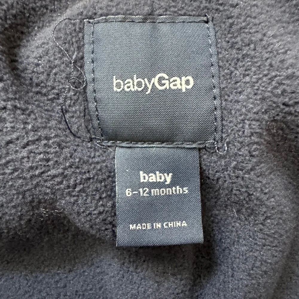 BabyGap Puffer Snowsuit Baby 6-12 Months Navy Blue Faux Fur Hood Down Fill